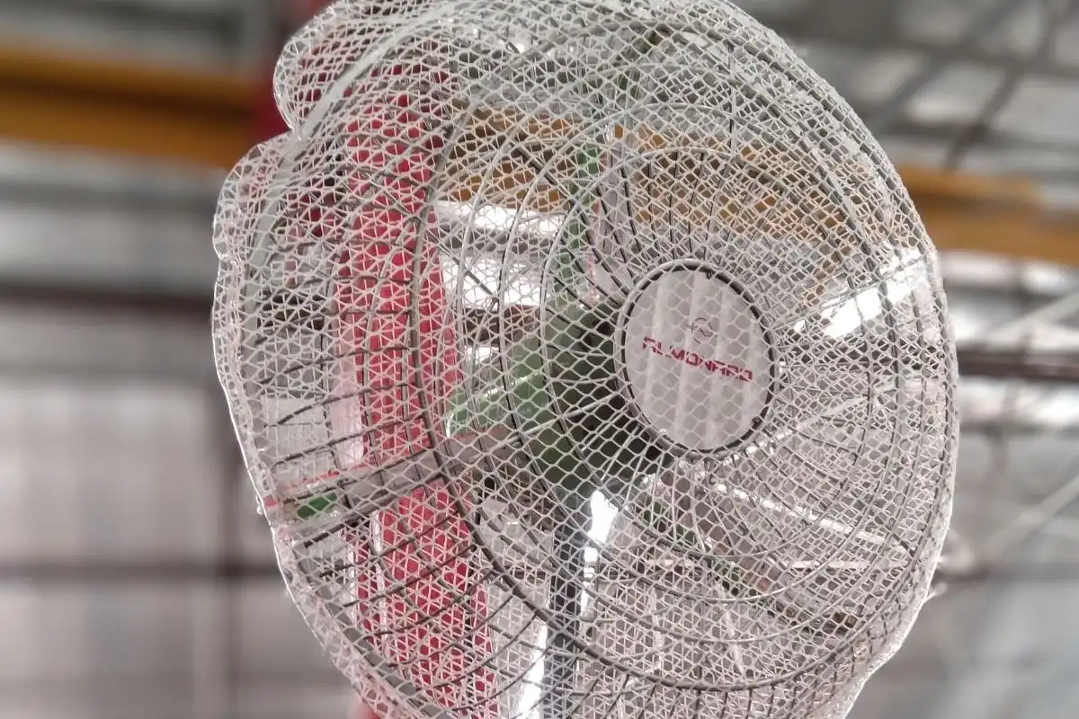 RC Fan Safety Net Cover on industrial fan — finger protection mesh